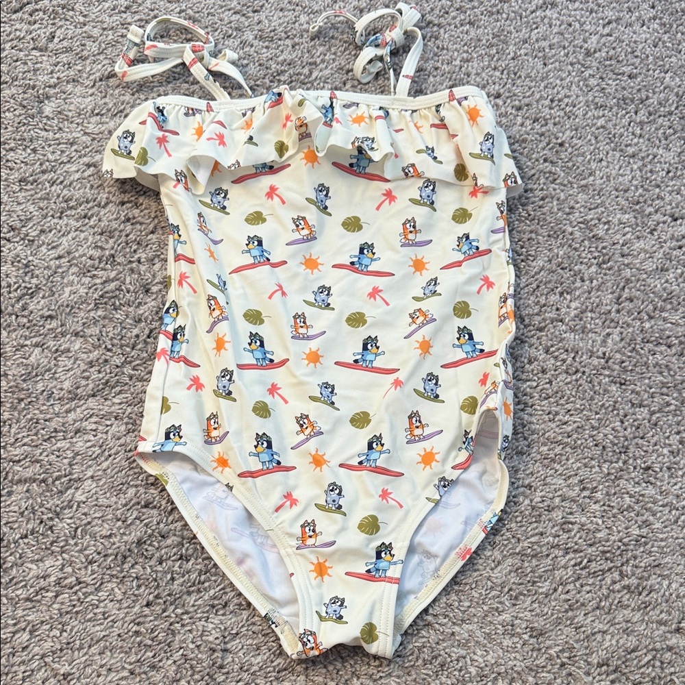 Kids Bluey Surf Print Swimsuit - Cream